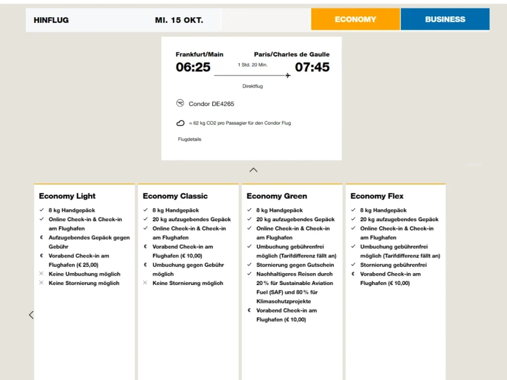 Condor Tarife vergleichen